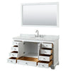 Custom image for White with Polished Chrome Trim / White Carrara Marble, Oval Sink / 58
