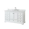 Custom image for White with Polished Chrome Trim / White Carrara Marble, Oval Sink / No Mirror