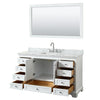 Custom image for White with Polished Chrome Trim / White Carrara Marble, Rectangular Sink / 58