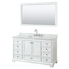 Custom image for White with Polished Chrome Trim / White Carrara Marble, Rectangular Sink / 58