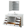Custom image for White with Polished Chrome Trim / White Carrara Marble, Rectangular Sink / Medicine Cabinet