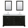 Custom image for Dark Espresso with Polished Chrome Trim / White Carrara Marble, Oval Sink / Medicine Cabinets