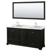 Custom image for Dark Espresso with Polished Chrome Trim / White Carrara Marble, Rectangular Sink / 70