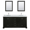 Custom image for Dark Espresso with Polished Chrome Trim / White Carrara Marble, Rectangular Sink / Medicine Cabinets