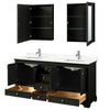 Custom image for Dark Espresso with Polished Chrome Trim / Giotto Quartz, Rectangular Sink / Medicine Cabinets