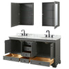 Custom image for Dark Gray with Matte Black Trim / White Carrara Marble, Oval Sink / Medicine Cabinets