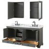 Custom image for Dark Gray with Matte Black Trim / White Carrara Marble, Rectangular Sink / Medicine Cabinets