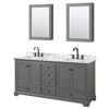 Custom image for Dark Gray with Matte Black Trim / White Carrara Marble, Rectangular Sink / Medicine Cabinets