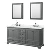 Custom image for Dark Gray with Matte Black Trim / White Cultured Marble, Rectangular Sink / Medicine Cabinets