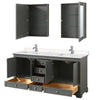 Custom image for Dark Gray with Polished Chrome Trim / Carrara Cultured Marble, Rectangular Sink / Medicine Cabinets