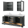 Custom image for Dark Gray with Polished Chrome Trim / Carrara Cultured Marble, Rectangular Sink / Medicine Cabinets