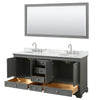 Custom image for Dark Gray with Polished Chrome Trim / White Carrara Marble, Oval Sink / 70