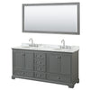 Custom image for Dark Gray with Polished Chrome Trim / White Carrara Marble, Oval Sink / 70