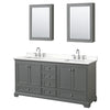 Custom image for Dark Gray with Polished Chrome Trim / White Quartz, Rectangular Sink / Medicine Cabinets