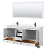 Custom image for White with Matte Black Trim / Carrara Cultured Marble, Rectangular Sink / 70
