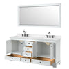 Custom image for White with Matte Black Trim / Carrara Cultured Marble, Rectangular Sink / 70