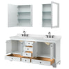 Custom image for White with Matte Black Trim / Carrara Cultured Marble, Rectangular Sink / Medicine Cabinets
