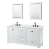 Custom image for White with Matte Black Trim / Carrara Cultured Marble, Rectangular Sink / Medicine Cabinets