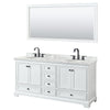 Custom image for White with Matte Black Trim / White Carrara Marble, Oval Sink / 70