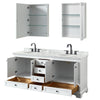 Custom image for White with Matte Black Trim / White Carrara Marble, Oval Sink / Medicine Cabinets