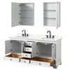 Custom image for White with Matte Black Trim / Giotto Quartz, Rectangular Sink / Medicine Cabinets