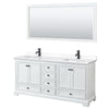 Custom image for White with Matte Black Trim / White Cultured Marble, Rectangular Sink / 70