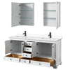 Custom image for White with Matte Black Trim / White Cultured Marble, Rectangular Sink / Medicine Cabinets