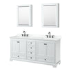 Custom image for White with Matte Black Trim / White Cultured Marble, Rectangular Sink / Medicine Cabinets