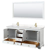 Custom image for White with Brushed Gold Trim / Carrara Cultured Marble, Rectangular Sink / 70