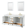 Custom image for White with Brushed Gold Trim / Carrara Cultured Marble, Rectangular Sink / 24