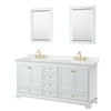 Custom image for White with Brushed Gold Trim / Carrara Cultured Marble, Rectangular Sink / 24