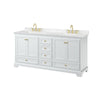 Custom image for White with Brushed Gold Trim / Carrara Cultured Marble, Rectangular Sink / No Mirror