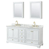 Custom image for White with Brushed Gold Trim / White Carrara Marble, Oval Sink / Medicine Cabinets