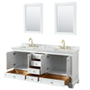 Custom image for White with Brushed Gold Trim / White Carrara Marble, Rectangular Sink / 24
