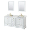 Custom image for White with Brushed Gold Trim / White Carrara Marble, Rectangular Sink / 24