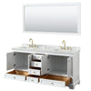 Custom image for White with Brushed Gold Trim / White Carrara Marble, Rectangular Sink / 70
