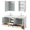 Custom image for White with Brushed Gold Trim / Giotto Quartz, Rectangular Sink / Medicine Cabinets