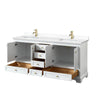 Custom image for White with Brushed Gold Trim / White Cultured Marble, Rectangular Sink / No Mirror