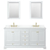 Custom image for White with Brushed Gold Trim / White Cultured Marble, Rectangular Sink / 24