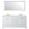 Custom image for White with Brushed Gold Trim / White Cultured Marble, Rectangular Sink / 70