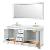 Custom image for White with Brushed Gold Trim / White Cultured Marble, Rectangular Sink / 70