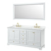Custom image for White with Brushed Gold Trim / White Cultured Marble, Rectangular Sink / 70