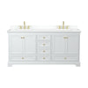 Custom image for White with Brushed Gold Trim / White Cultured Marble, Rectangular Sink / No Mirror