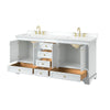 Custom image for White with Brushed Gold Trim / White Cultured Marble, Rectangular Sink / No Mirror