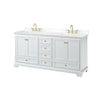 Custom image for White with Brushed Gold Trim / White Cultured Marble, Rectangular Sink / No Mirror