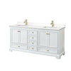 Custom image for White with Brushed Gold Trim / White Quartz, Rectangular Sink / No Mirror