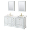Custom image for White with Brushed Gold Trim / White Quartz, Rectangular Sink / Medicine Cabinets