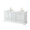 Custom image for White with Brushed Gold Trim / White Quartz, Rectangular Sink / No Mirror