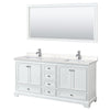 Custom image for White with Polished Chrome Trim / Carrara Cultured Marble, Rectangular Sink / 70