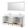 Custom image for White with Polished Chrome Trim / Carrara Cultured Marble, Rectangular Sink / 70